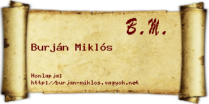 Burján Miklós névjegykártya